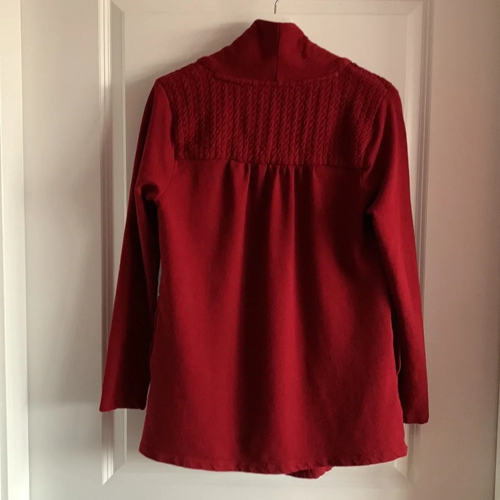 Lucky Brand *Flaw Cardigan Braid Knit Reddish Brown Medium Linen Blend Pockets